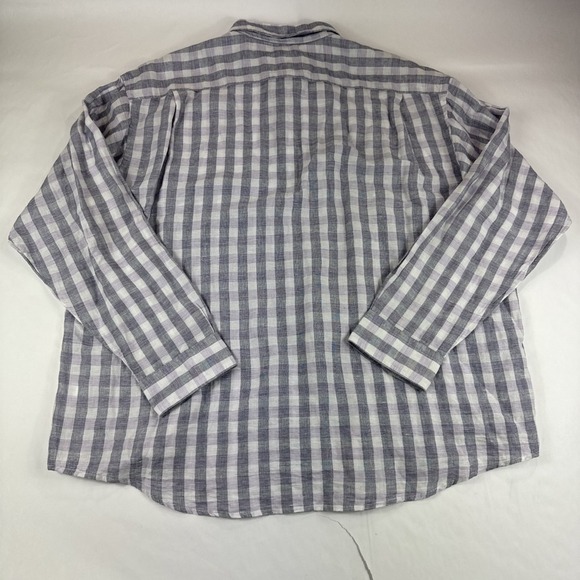 Jos A Bank Reserve Linen Blend Shirt Mens 2XL Button Up Purple Gray Plaid Check‎ - Picture 2 of 6